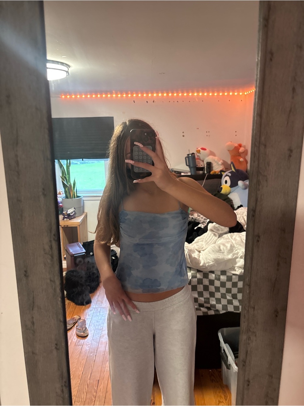 See You Monday Blue Cloud Print Strapless Camisole